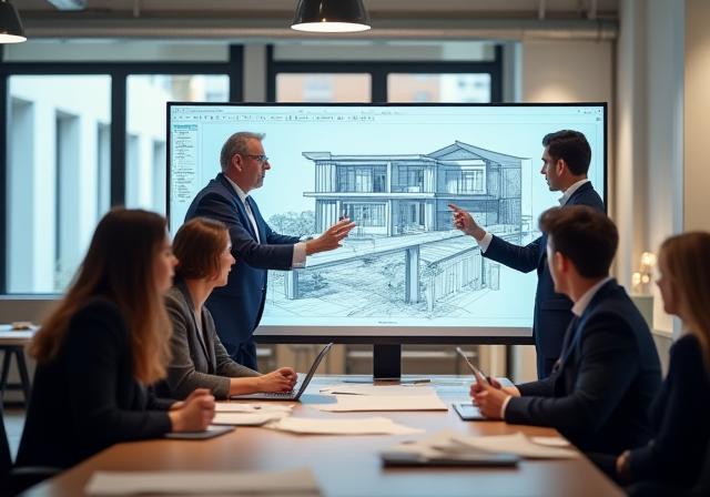 İç mimarlık tasarım sürecini gösteren bir akış şeması veya modern ofis masasında çalışan bir tasarım ekibi