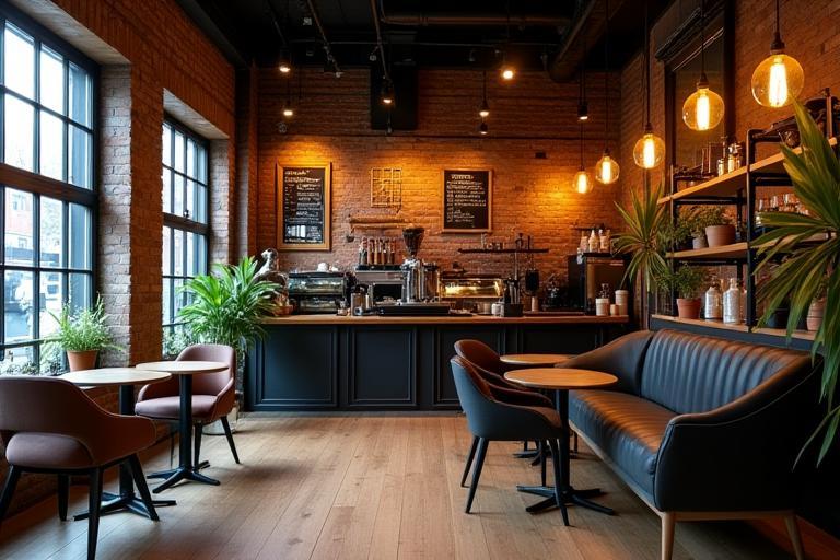 Sıcak ve Çağdaş Kafe İç Mekanı